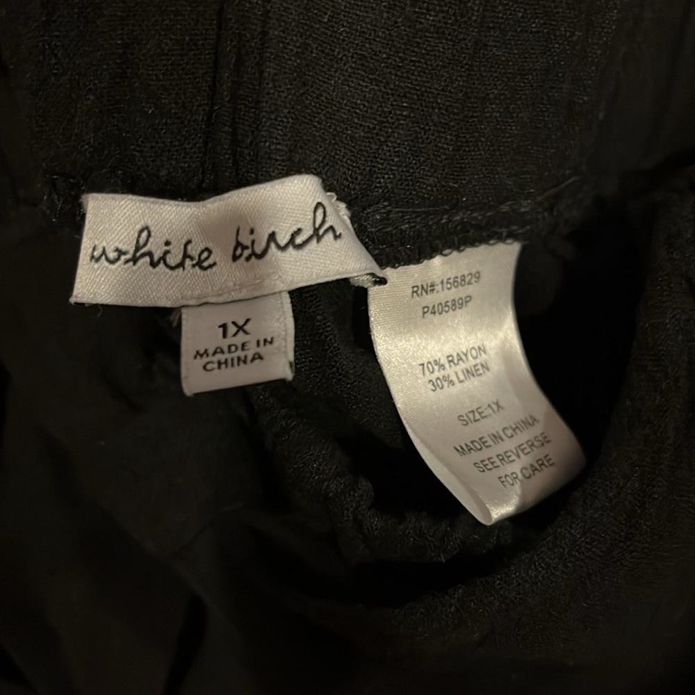NNW White Birch Black Wide Legged Capri Pants 1X - Picture 2 of 6